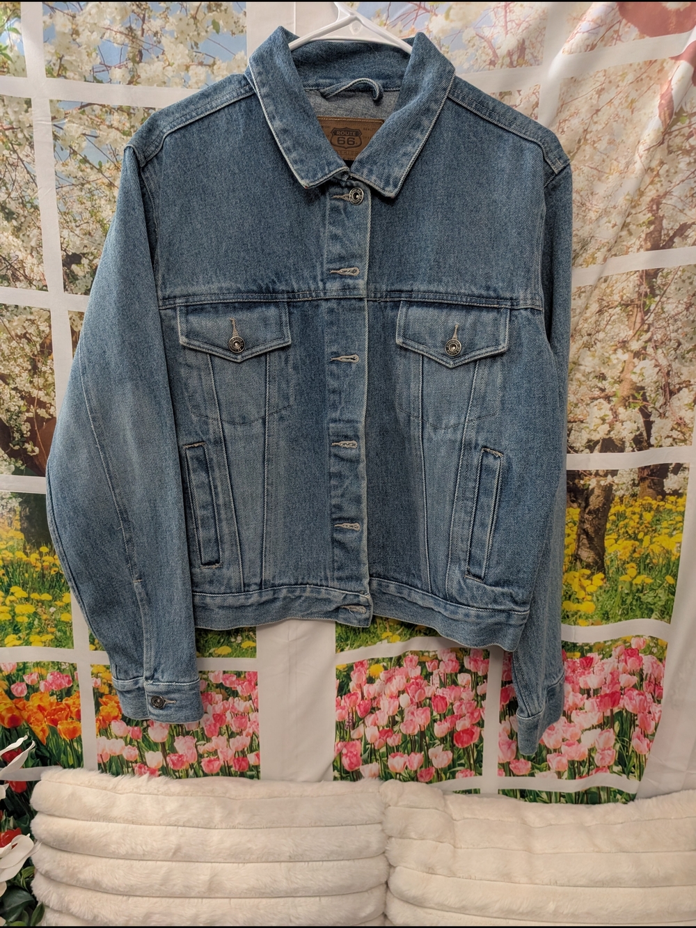 Route 66 Light Blue Denim Jacket with Branded Patch